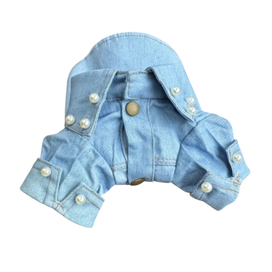 Trendy Light Blue Denim Pet Jacket