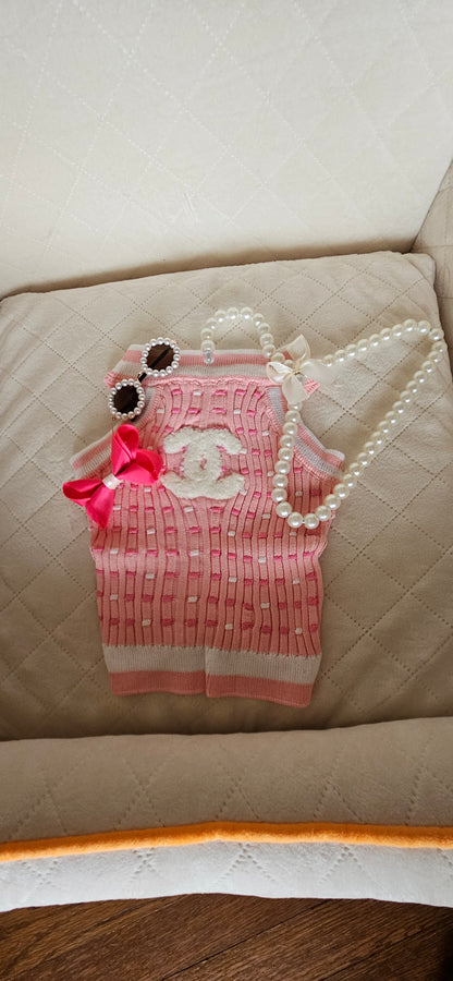Pink sleeveless sweater vest